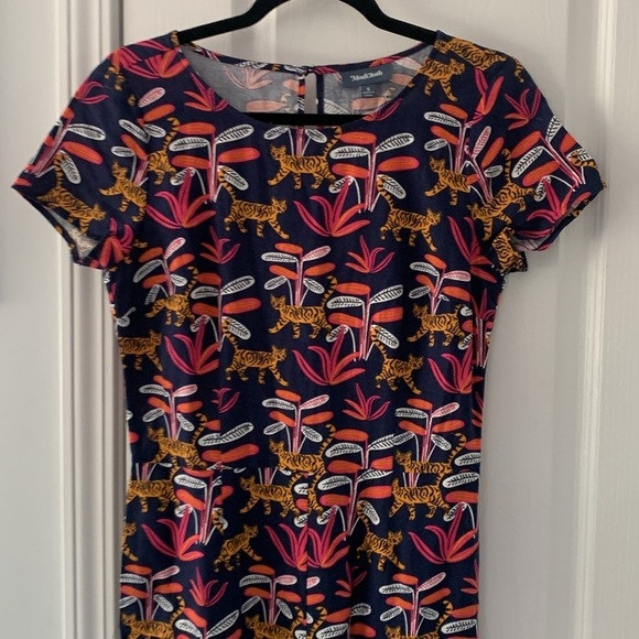 ModCloth Cat floral Print Jumpsuit size S‎ navy pockets linen navy summer party - Picture 5 of 14